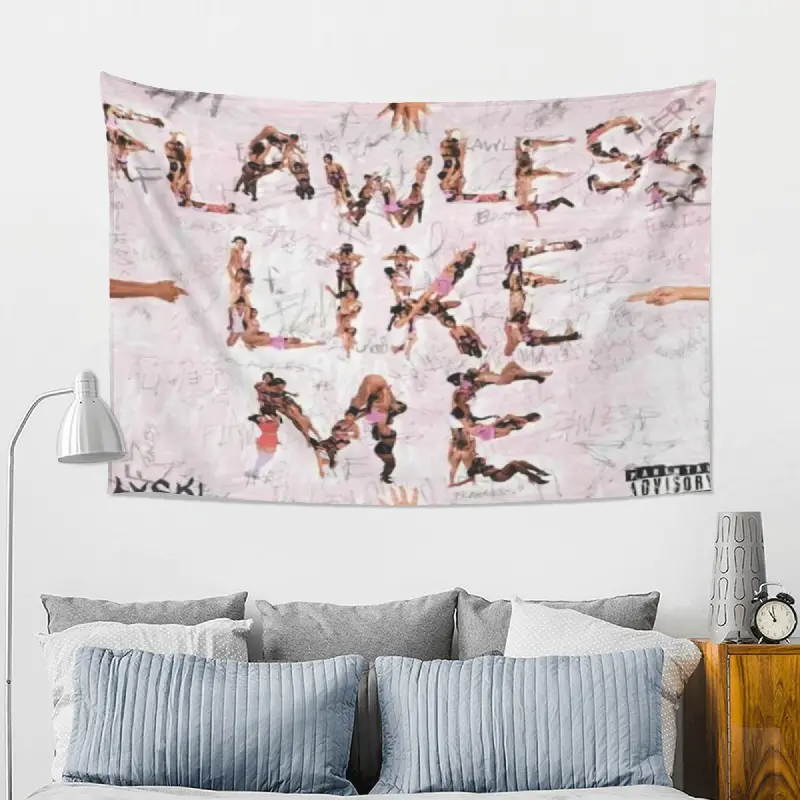 Lightweight Pink Fashion Figure Collage Tapestry - Urban Women's Graphic Wall Hanging, Peach Skin Fabric, Multiple Sizes, for Bedroom & Living Room Home Decor