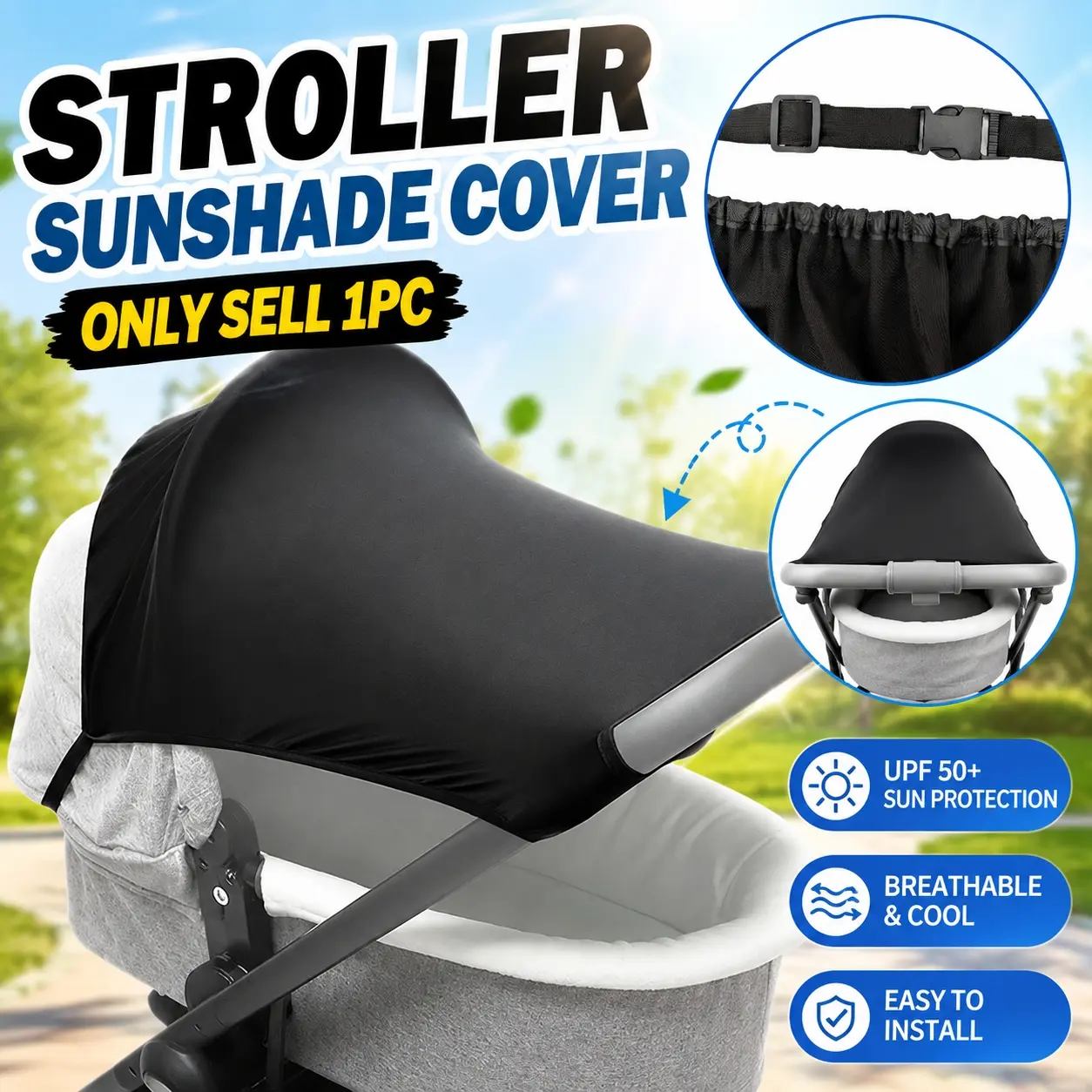 1pc Stroller Sunshade | Universal stroller accessory, provides UV protection and privacy, universal version suitable for various sizes