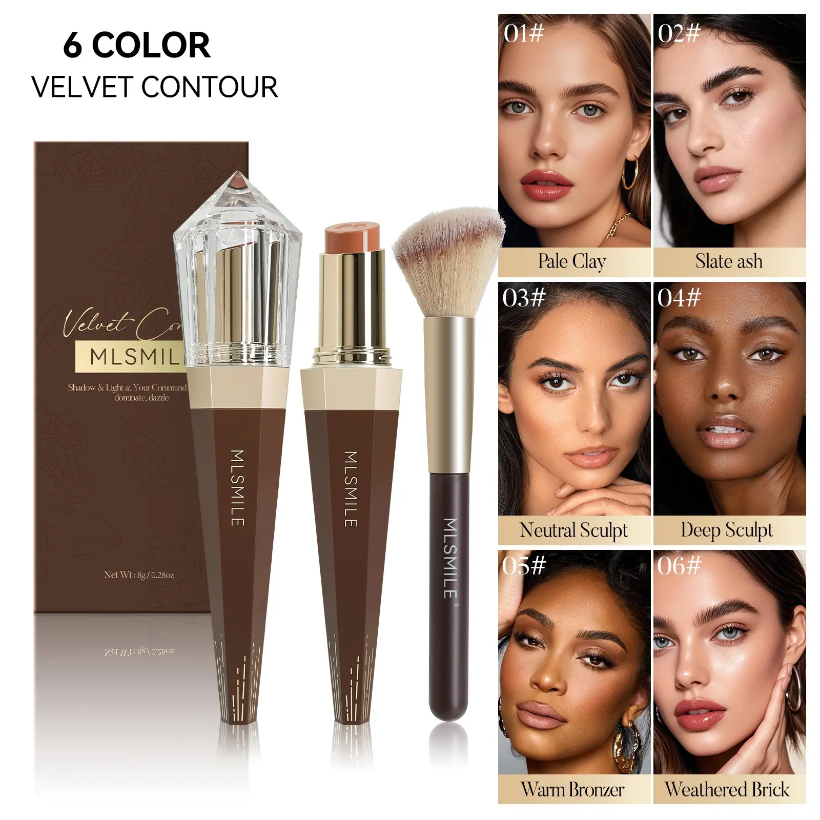 French Bronze Cream Contour Stick Gift Set, Ultra Sensorial Silky Paste, Long Wear Waterproof Formula, Non-Heavy Texture Fit All Skin Tones, Ideal For Daily And Party Contour Makeup, Balm Cream Bronzer