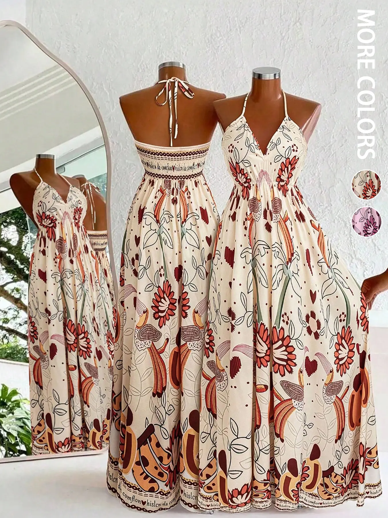 Women's Casual Vacation Print Tie Waist A-Line Dress, Comfortable and Stylish Summer, Perfect for Relaxing Days