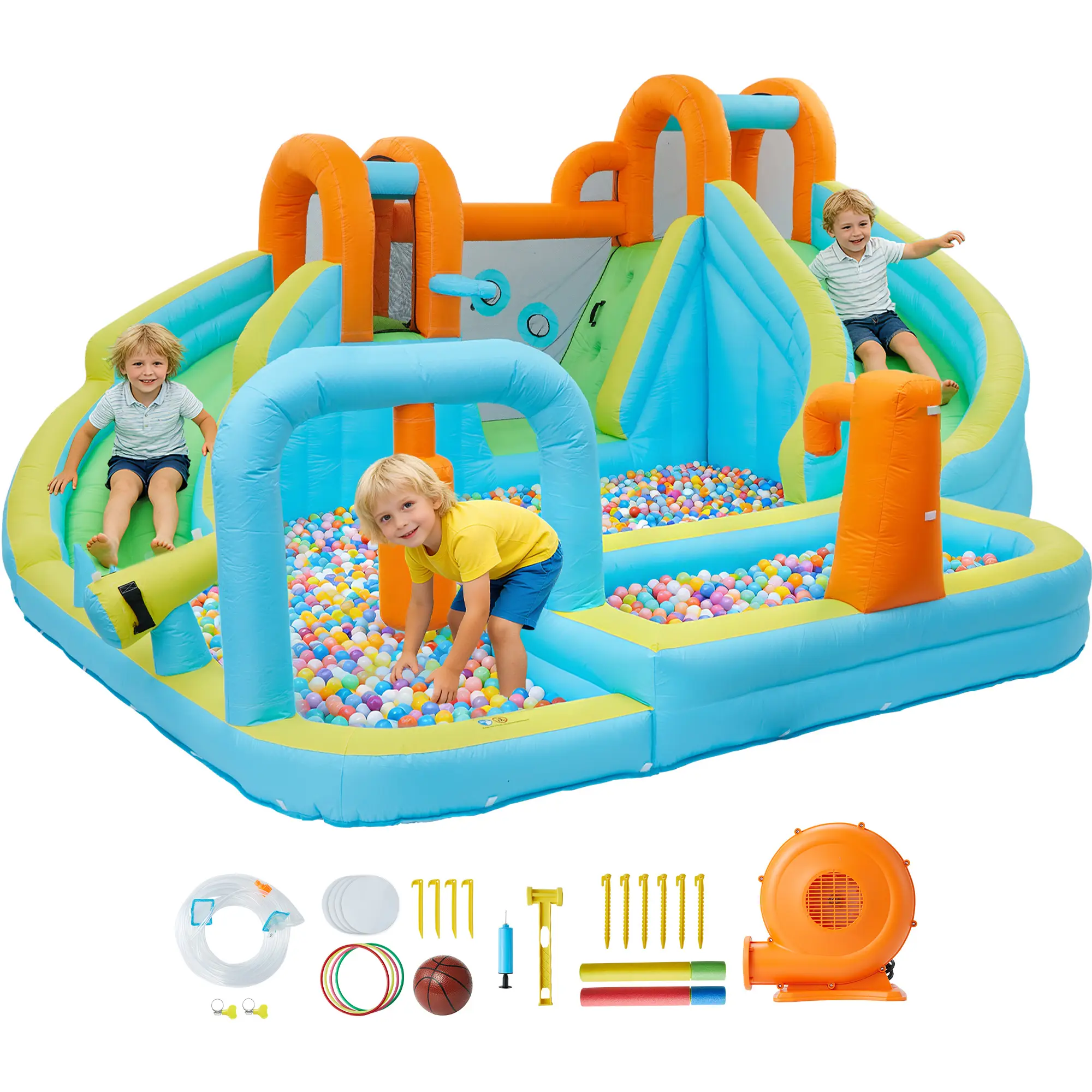 10-in-1 Indoor Bounce House – Inflatable Jump Castle with Slide & Blower – Backyard or Commercial Play
