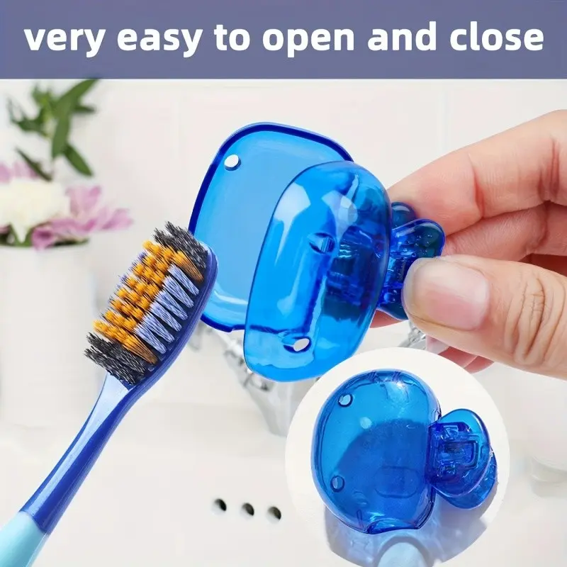 Four-Pack Portable Toothbrush Covers, Easy-Open Storage Box, Travel Essential Bathroom Accessory, Alcohol-Free, Home & Travel Use