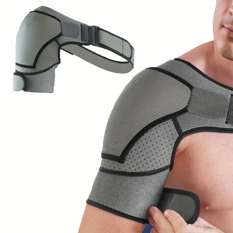 Adjustable Shoulder Brace for Men and Women, Lightweight Breathable Compression Support for Pain Relief, Recovery, and Injury Prevention, Velcro, No, Single