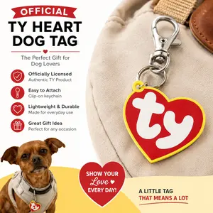 Dog Tag for Ty Beanie Baby Keychain, Durable Pet Identification Tag, Personalized Heart Tag, Easy-To-Use Accessory for Pets, Perfect Gift for Animal Lovers