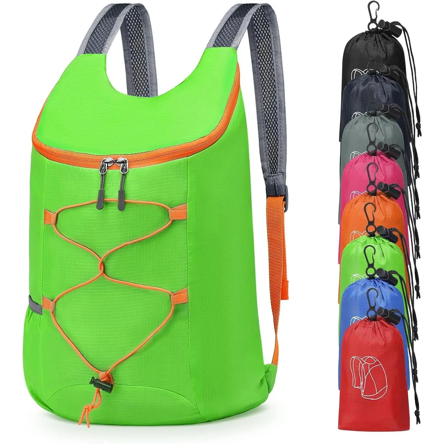 20L Foldable Backpack, Lightweight Polyester Daypack with Adjustable Straps for Hiking, Travel, and Outdoor Trips, Green, Cycling, Camping Backpack, Climber, 2.3 Ounces