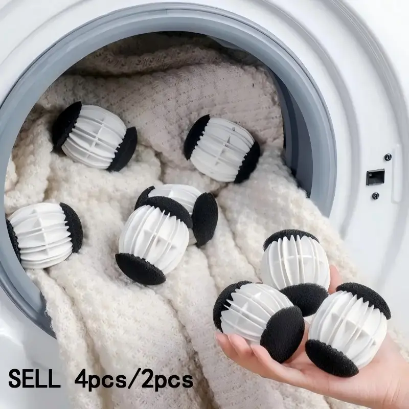 4pcs Magic Durable Laundry Balls, Laundry Discs, Cleaning Pet Hair Remover, Reusable Washing Machine Hair Catcher, Prevents Clothing Entanglement, Easy to Use, Laundry Accessory, Household Items