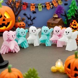 3D Printed Ghost Gear Cube, Cute Halloween Magic Gear, Perfect for Halloween Decorations, Unique 3D Print Design, Fun and Festive Gift Idea