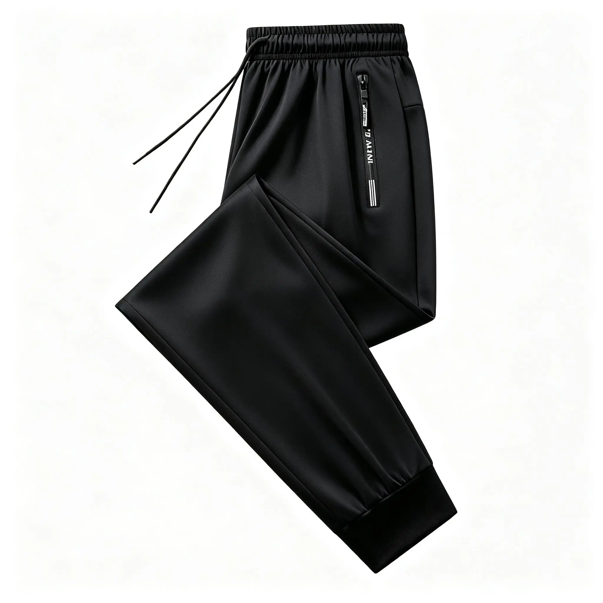 Men's Athletic Trousers, Quick-Dry Snug Stretch Track Pants for Fitness Training, Lightweight Activewear with Zippered Pockets & Drawstring Tie, Activewear Pants, Fitness Training Pant