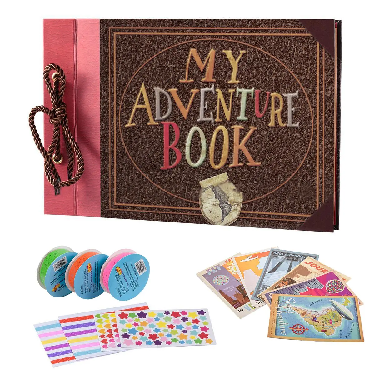 Handmade Book, 1 Set Leather-bound Scrapbook with Accessories, Photo Album for Weddings & Travel Memories, Gift for Friends & Family