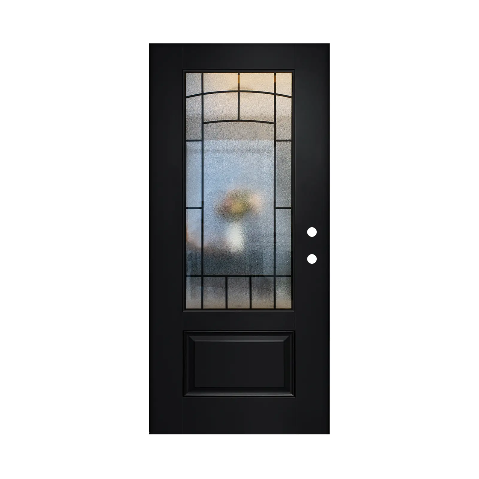 ARCH 36x80 Smooth Fiberglass Left Hand Inswing Entry Door Slab - Black, Cloud-Pattern Glass for Privacy, Modern Luxury American Design for Outdoor Garden Home Entryway, Cloud-Glass, Left Inswing