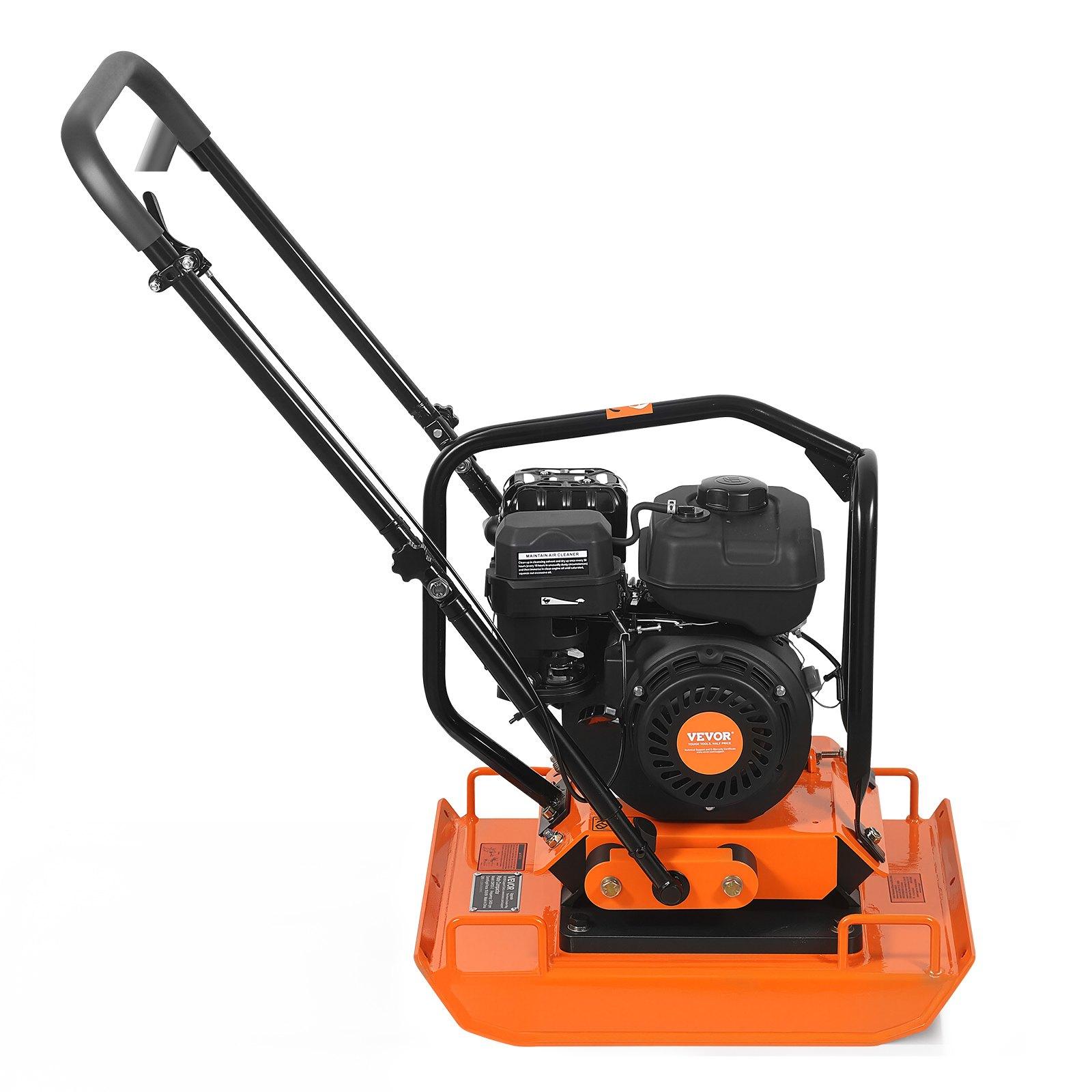 VEVOR Plate Compactor, 7 HP 196CC Gas Engine, 5400 VPM Vibrating Ground Rammer, 4440 lbs Compaction Force, 23 x 18 in Plate, Walk Behind Compactor for Paver Landscaping, Asphalt, Foundation, Soil