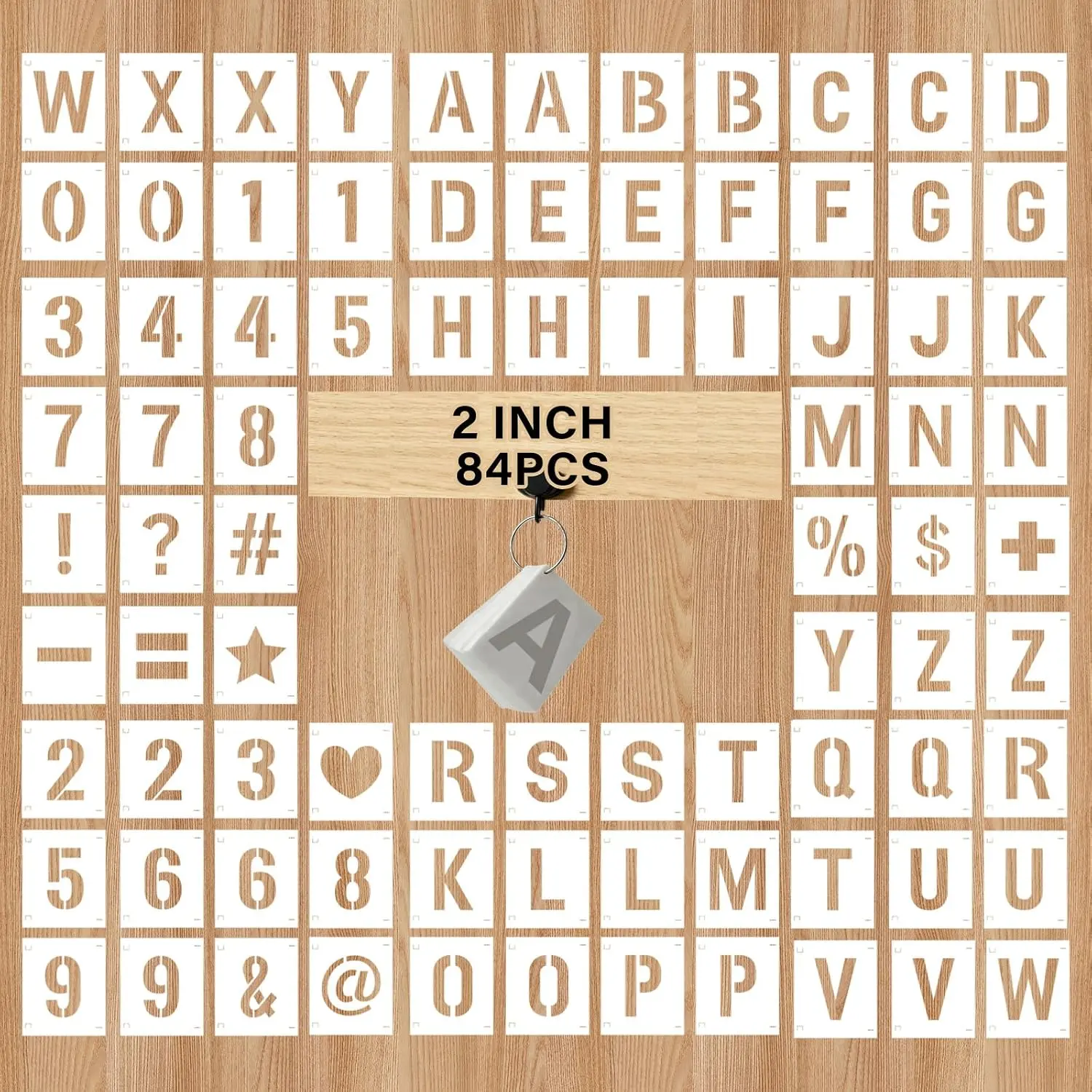 84 count 2 Inches Letter Digital Stencils for Painting Set,  Alphabet Character Number Painting Templates, Stencil Craft Drawing Templates DIY Scrapbook, , Classroom Supplies Birthday