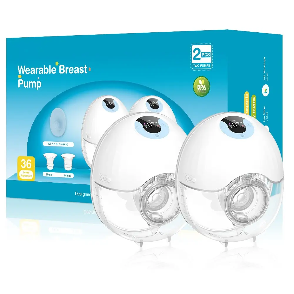 2pcs-Wearable Hands-Free Breast Pump – 4 Modes & 36 Levels, 105° Wide Comfort Flange, <40dB Ultra-Quiet, 210ml Anti-Backflow, 1600mAh Long Battery, Perfect Gift for Breastfeeding Moms – Ideal for Mother's Day, Christmas, Baby Shower & New Mom Gifts