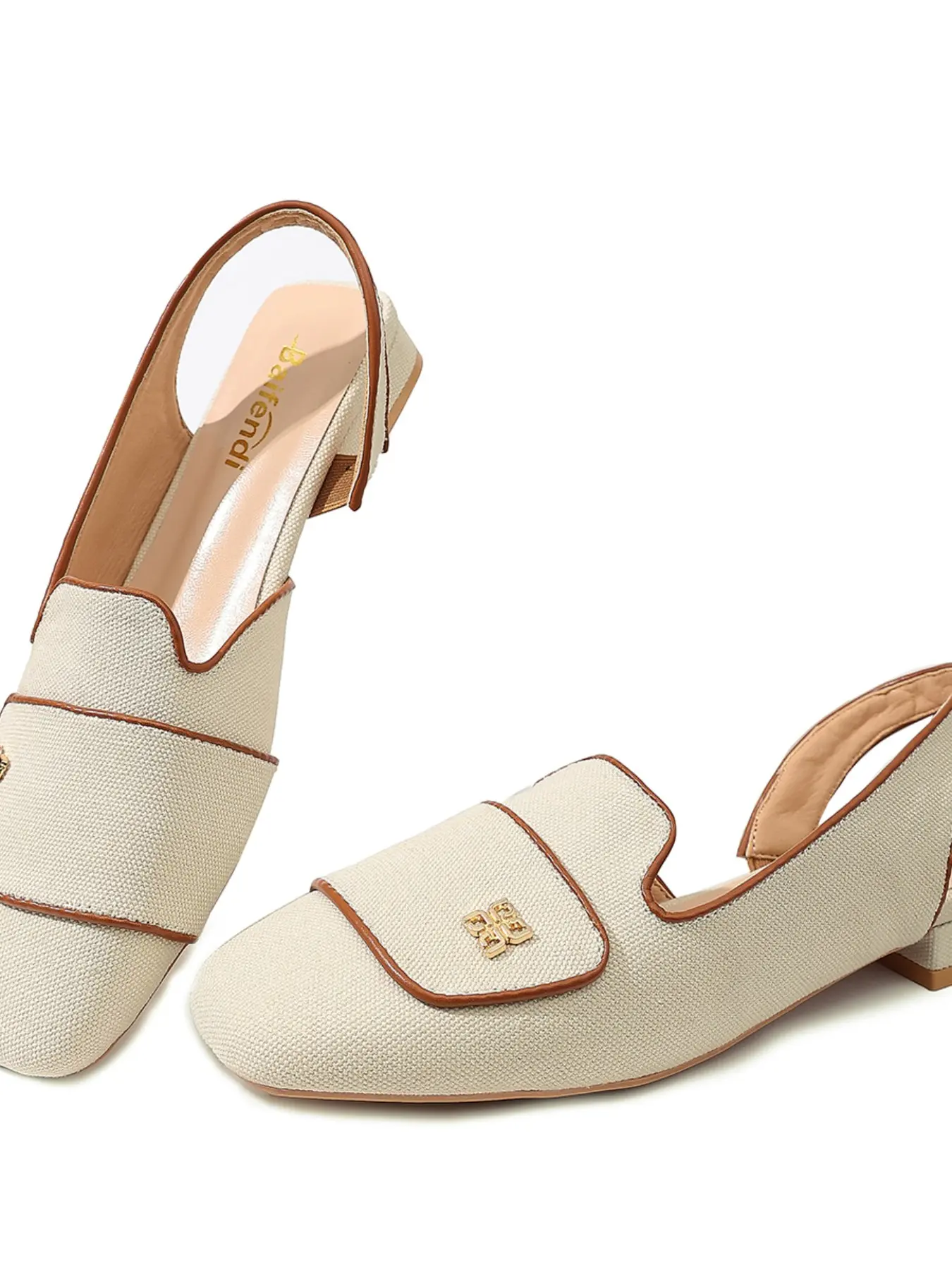 Women's Square Toe Canvas Backless Loafer Flat Sandals, Comfortable Casual Footwear, Perfect for Daily Wear, Stylish and Versatile Design, Flats Sandals