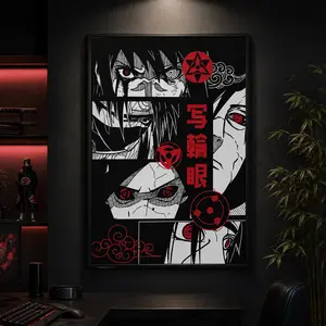 Uchiha Clan Sharingan Poster - Sasuke & Itachi Wall Art |     Naruto Manga-Inspired Design, Canvas Wall Art Print, Japanese Anime Room Decor for Bedroom Dorm Gaming Room Office, Ninja Manga Poster Gift for Anime Fans