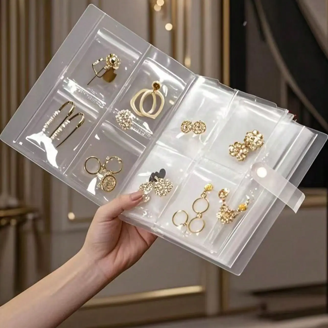1PCS 160-Compartment Transparent Jewelry Organizer, Includes 30 Anti-Oxidation Sealed Bags, Portable Gift for Women, Travel Essential