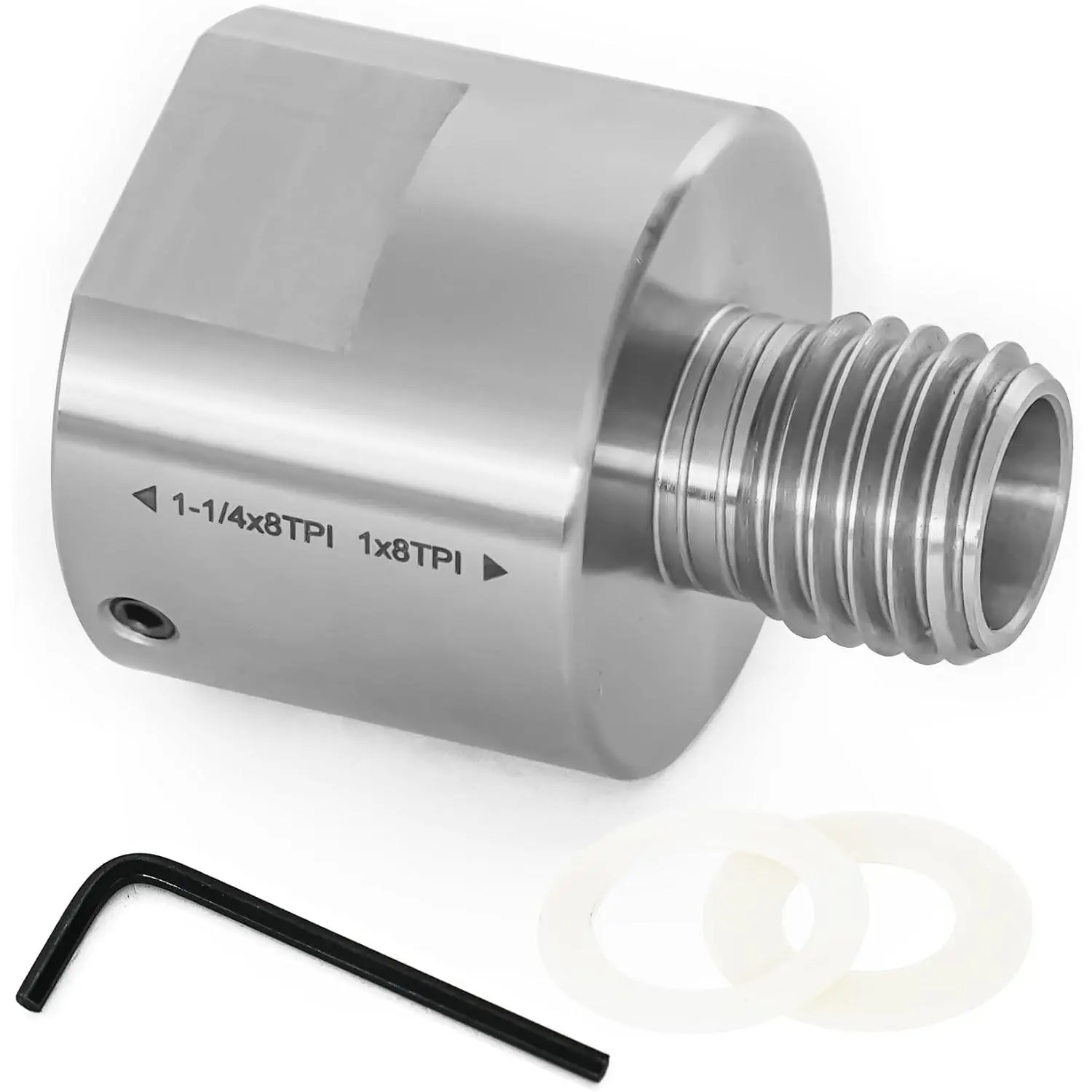 Lathe Spindle Adapter,Lathe Headstock Spindle Adapter,Converts 1-1/4" x 8TPI Female (Internal) to 1" x 8TPI Male (External) for Woodworking Lathe.