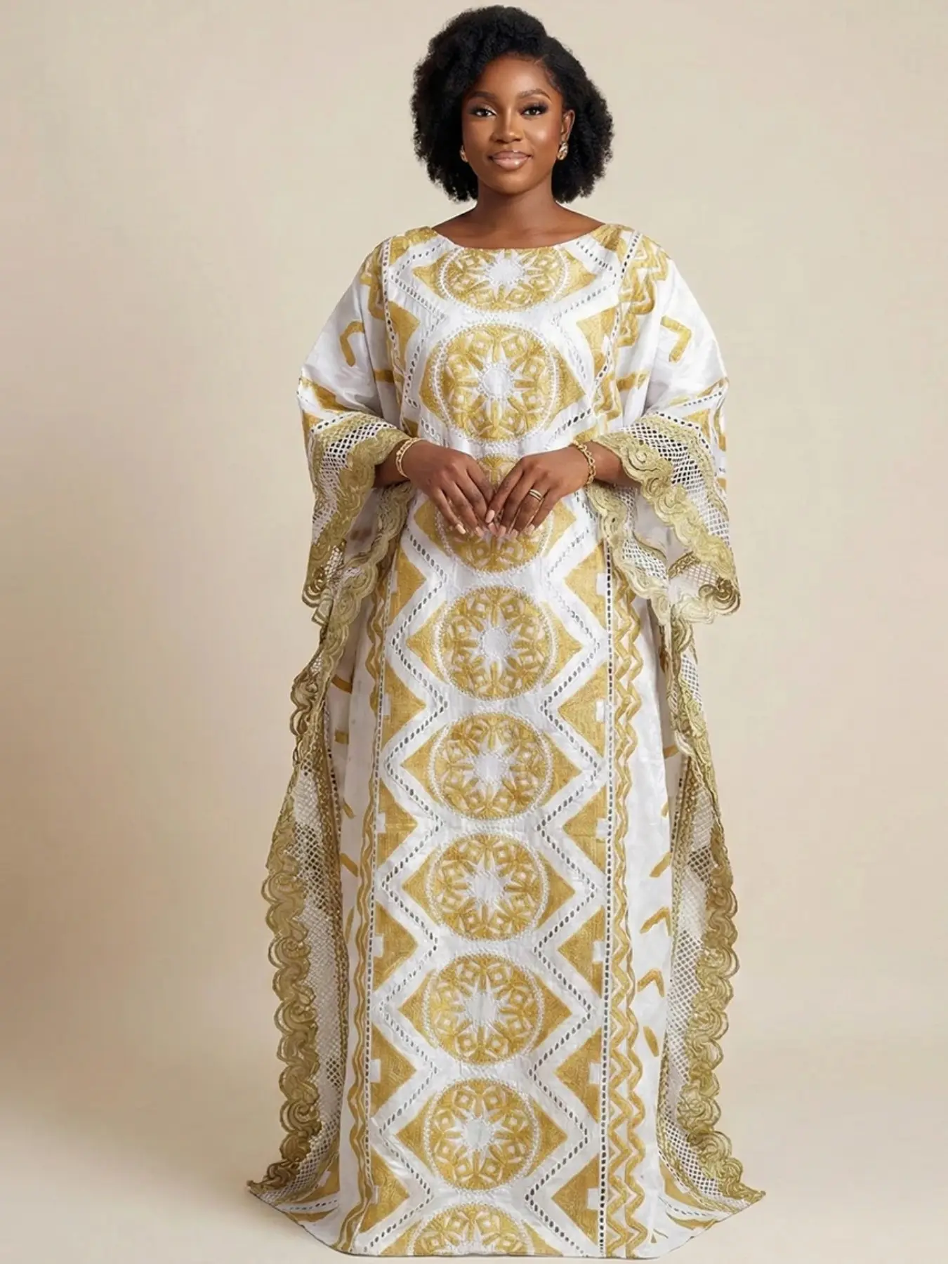 African Women's Basen Rich Bubba Dress, Original Nigerian Brocade Wedding Party Stone Embellished Long Robe, Elegant Traditional Attire