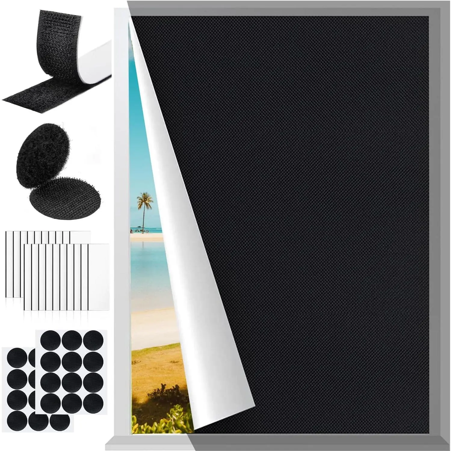Blackout Curtains for Bedroom Window Portable Blinds Shades No Drill | Temporary Black Out Window Cover for  Room RV , 40 x 57 inch