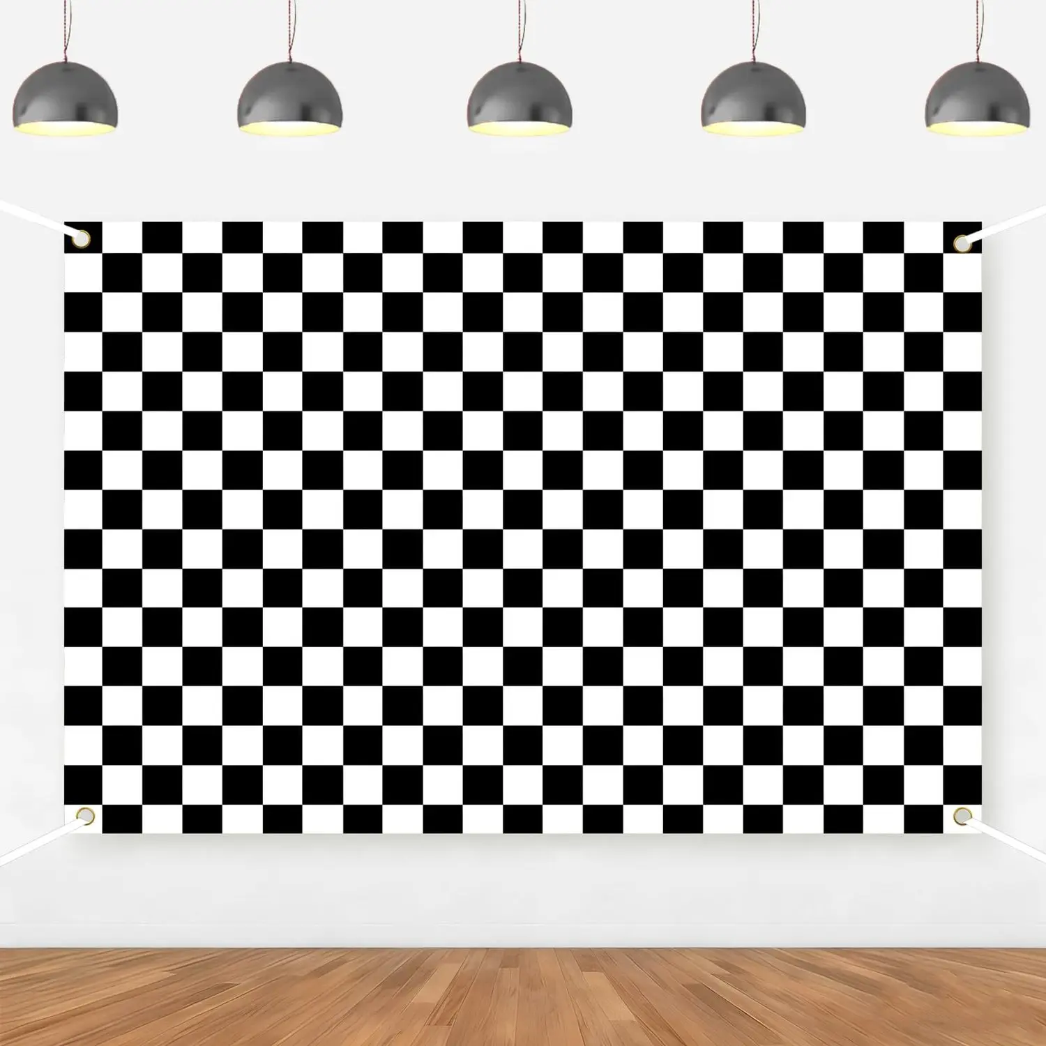 1Set Black and White Checkered Backdrop Race Car Birthday Party Decorations Chessboard Theme Banner Background for Kids Racing Cars One Happy Dude Party Photo Booth Props 5  3ft