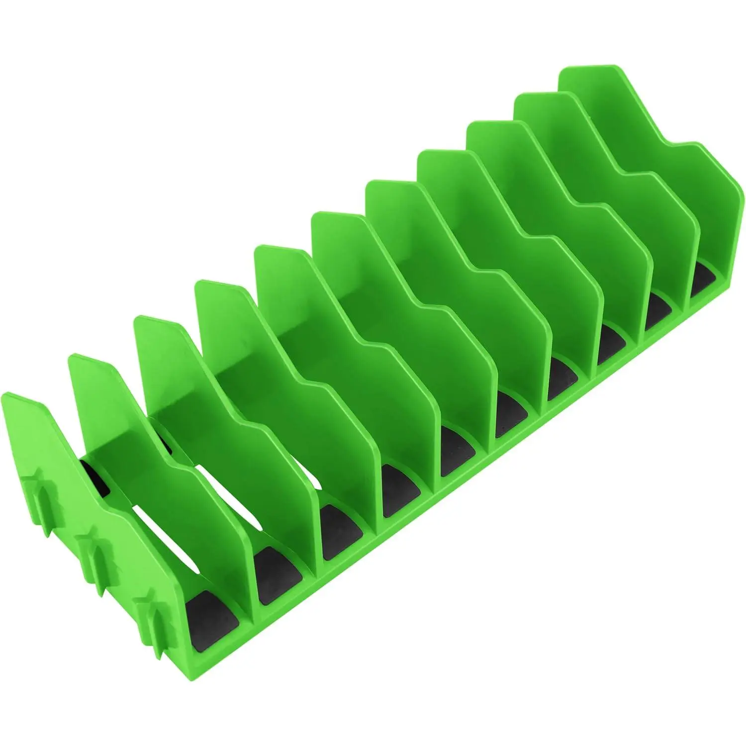 Plier Organizer Rack, 10-Slot Pliers Rack with Non-Slip Rubber Base, Tool Organizer, Tool Drawer Toolbox Storage, Green, Extendable Design, Fit 3” H, 1 Pack