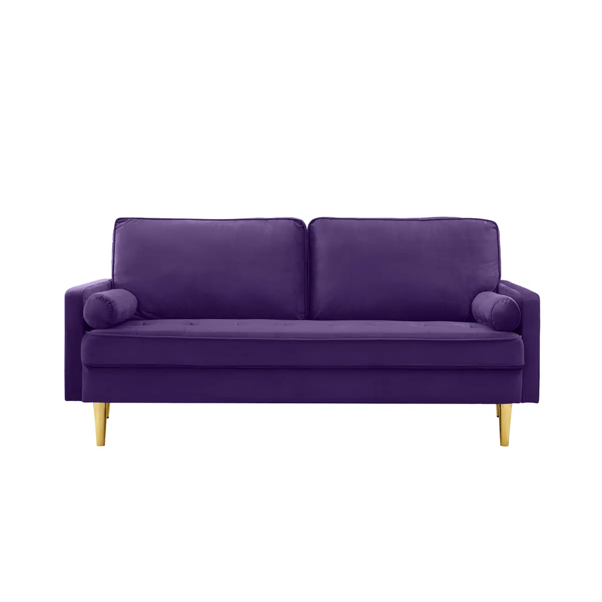 Purple Thick Velvet 2-Seat Indoor Couch - 65.00"L*27.50"W*33.00"H Rectangular Sofas, Solid Wood Pine Frame, Serpentine Springs, High-Density Sponge, 800LBS High-Load Capacity, Gold Plastic Legs, Dustproof Base Cloth, Easy Assembly for Bedroom, Living Room