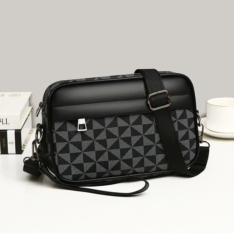 BIGWIG men's messenger bag, men's commuter shoulder bag, travel bag, men's small business bag, fashion pattern men's small bag, high quality PU leather men's messenger bag, shoulder bag gift