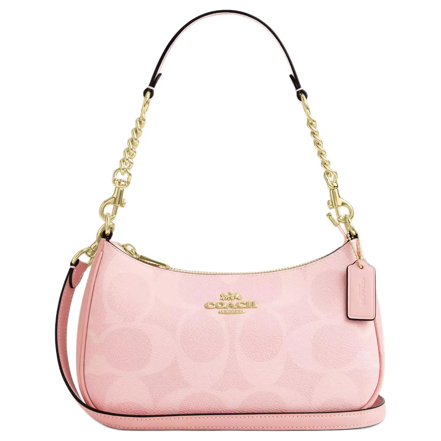 COACH Teri 25 Signature Print Faux Leather Crossbody Bag for Women, Medium Size, Blush Pink