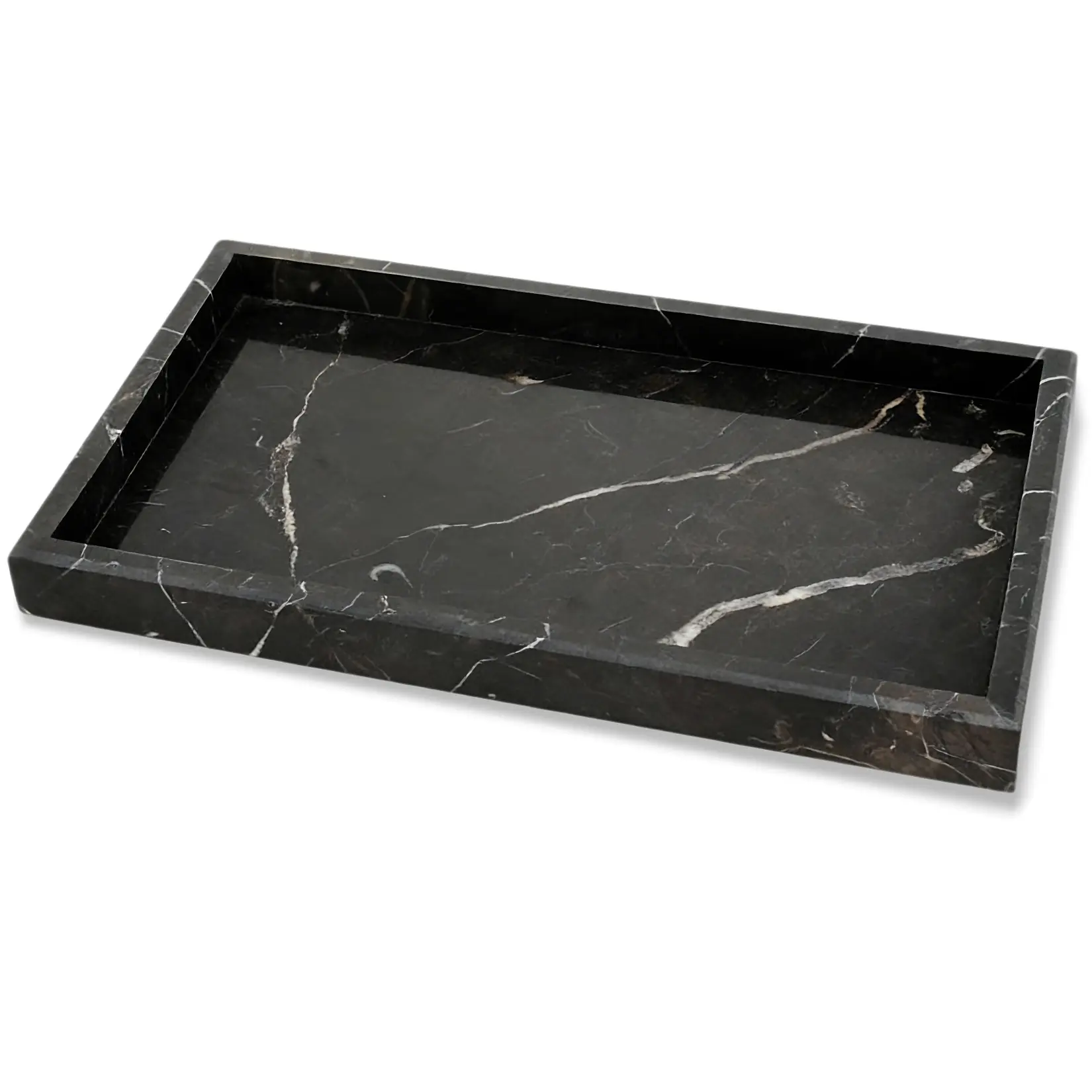 Elegant Natural Marble Jewelry Tray - 12x8" Dark Coffee Veined Stone Organizer for Bathroom, Kitchen, Dresser - Ideal for Perfume, Jewelry, Home Decor