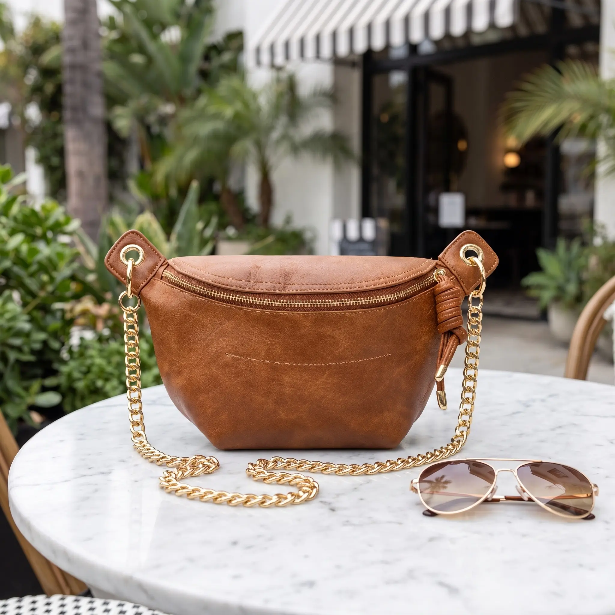 Women's Retro Chic Medium PU Leather Waist Bag - Adjustable Strap, Soft, Zip Closure, Casual Crossbody Chest Bag for Daily Wear (Brown, Black, White)