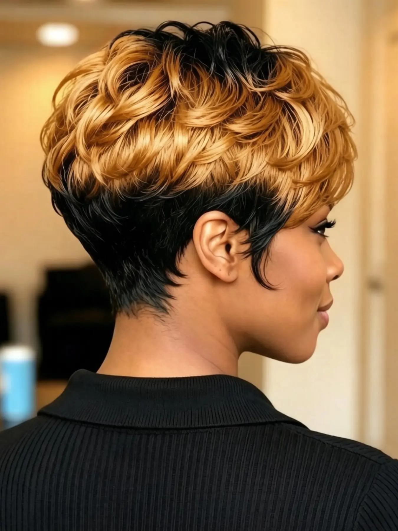 6 Inch Curly Pixie Human Hair Wig for Women, Short Layered Curly Wig, Casual Style, No Bangs, Daily Fashion Wig