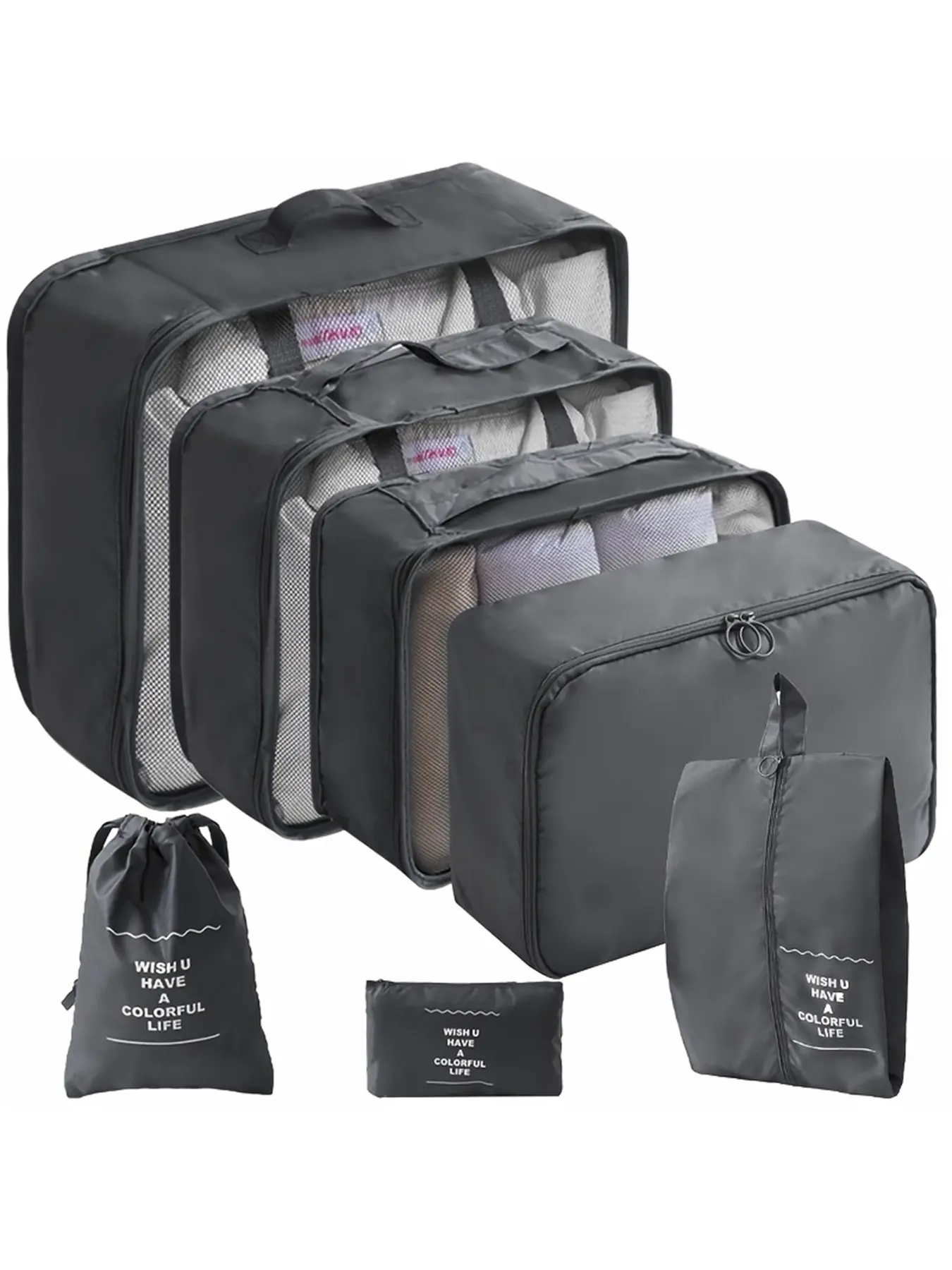 7-Piece Large Capacity Travel Organizer Set, Easy Sorting for Clothes, Shoes, Underwear, Cosmetics, Portable for All Seasons