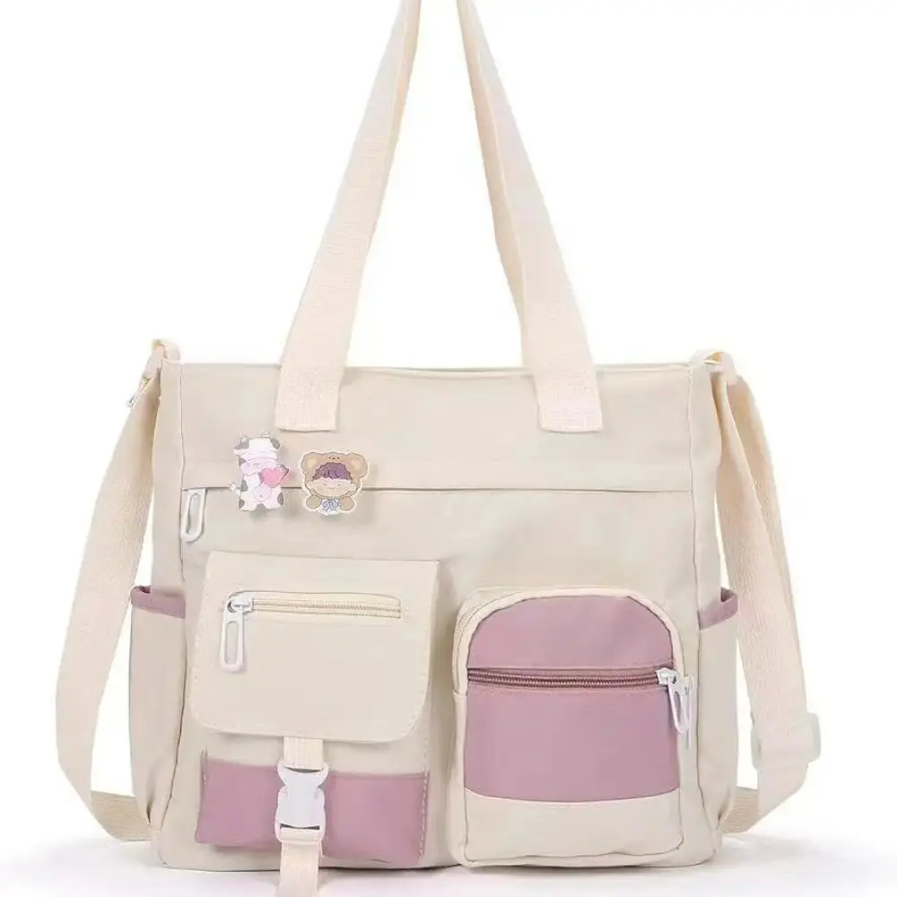 Women's Large Capacity Tote Bag, Waterproof Oxford Nylon Shoulder Handbag with Multi Pockets and Detachable Crossbody Strap, Trendy Color Block Work Bag for School, Office, Travel, Shopping and Daily Commute summerwins