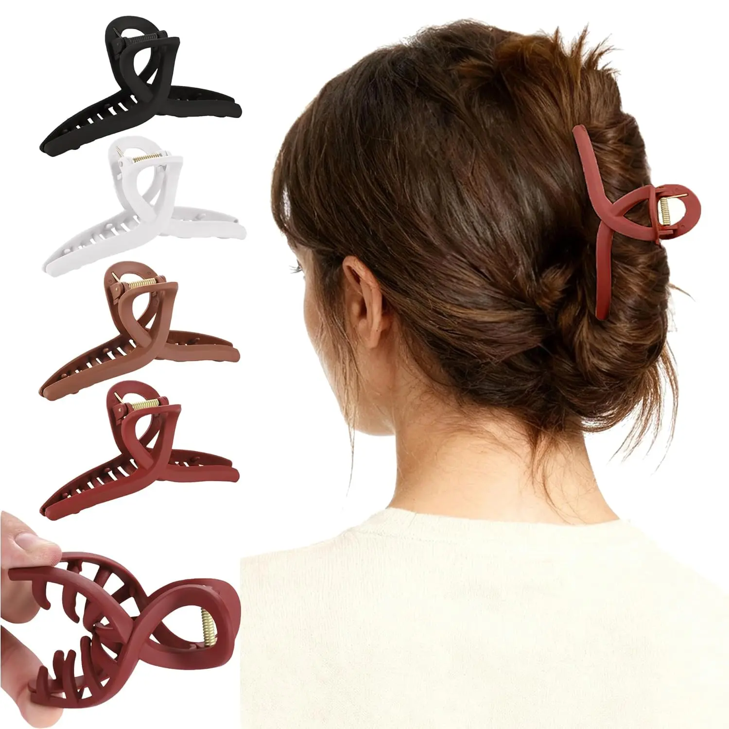 4Pcs Cloud Claw Clips for Women, 4.7 Inch Non-Slip Strong Hold Hair Claws, Unbreakable & Durable TPEE-Silicone Blend, Large Bendable Cozy Hair Clip for Thin/Thick/Curly Hair, All-Day Comfort