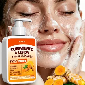 Turmeric Lemon Facial Cleanser, Moisturizing Facial Cleansers, Gentle Daily Cleanser, Gentle Face Cleanser, Vitamin C Foaming Facial Cleanser, Gentle Foaming Cleanser For All Skin, Removes Impurities, Brightens Dull Skin, Suitable For Sensitive Skin-200G