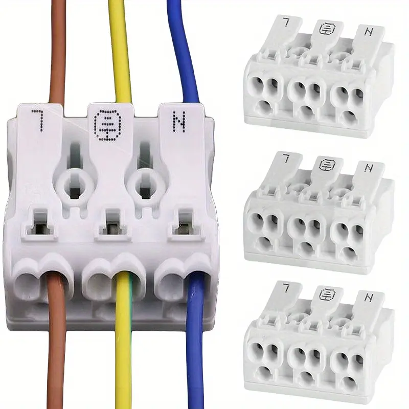 Universal Push-in Terminal Connectors (3 Pcs) – Triple-Unit Design for Home Wiring & Industrial Electrical Work