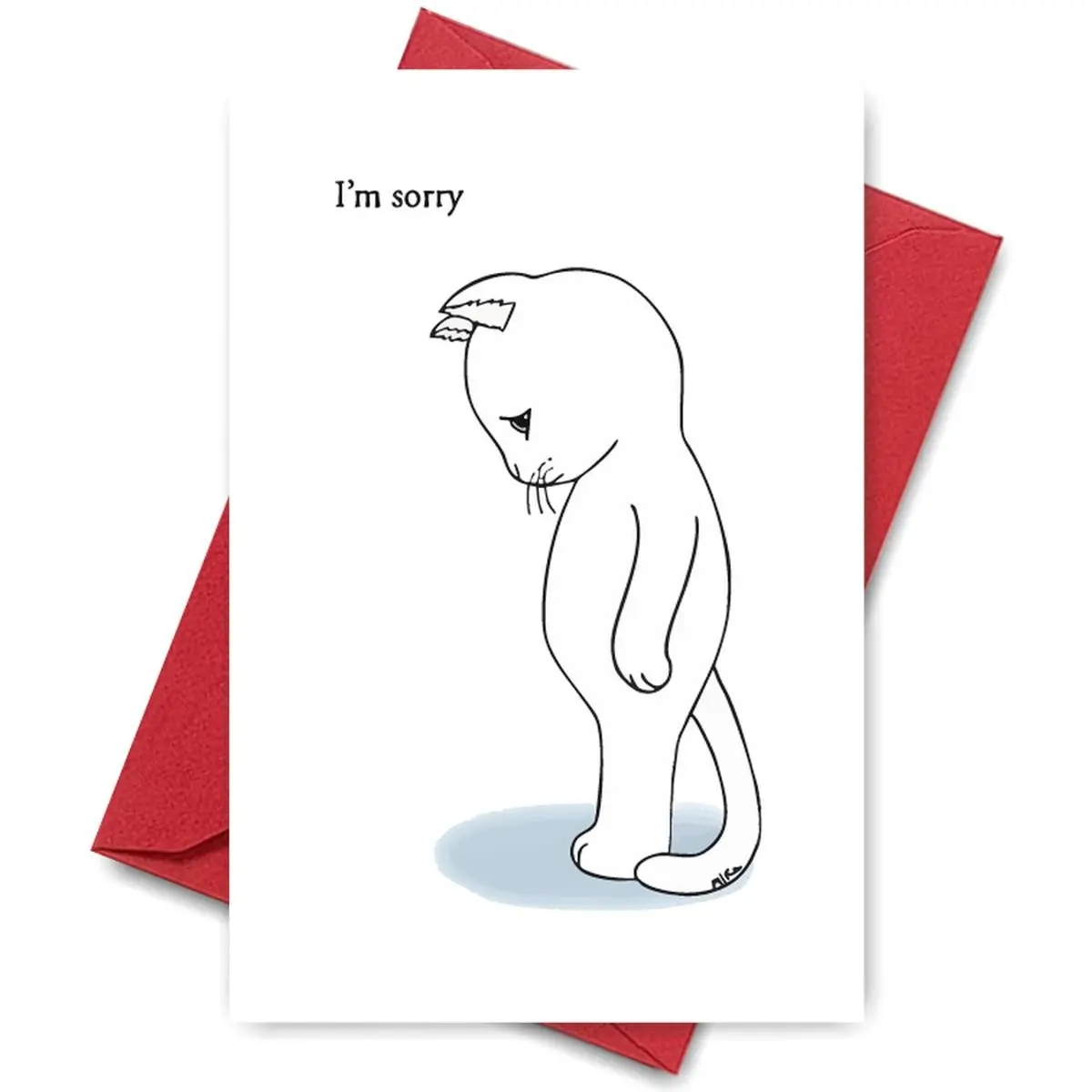 1PC Sorry Cat I'm Sorry Card, Ideal for Funny Apology Greeting, Humorous Gift, Lighthearted Message, Handmade Paper Card for Fun