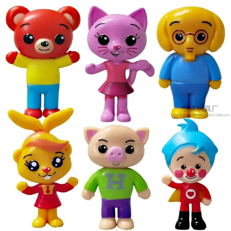 Unisex PVC Anime Action Figures Playset - 6pcs 9cm Whimsical Plim Clown Figurines, Children's Learning Enlightenment Models, Desk Decor Gifts