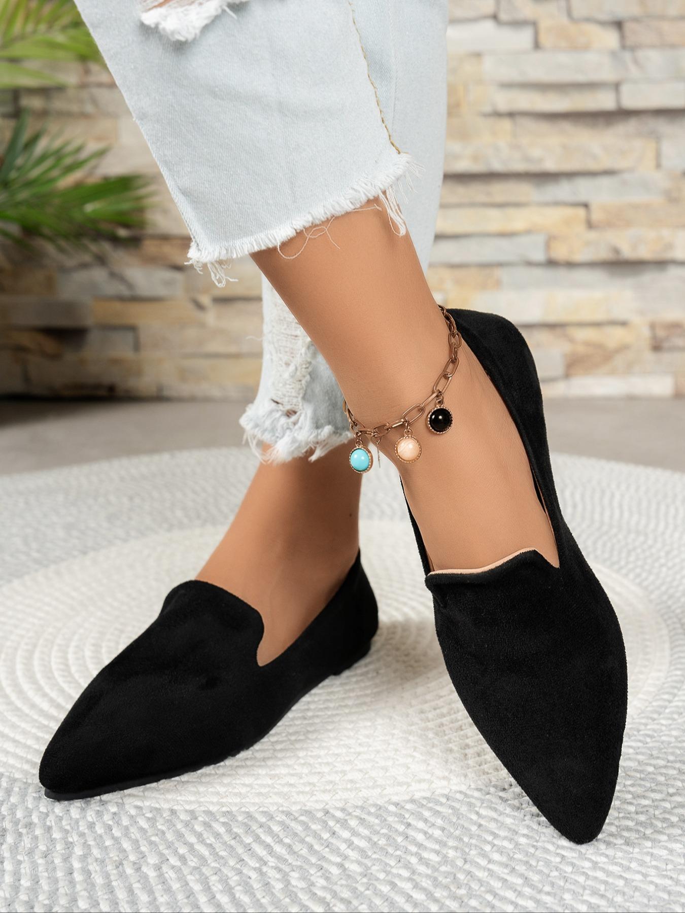 Women's Elegant Plain Round Toe Flat Shoes, Casual Fashion Non-Slip Comfortable Footwear for Home & Outdoor Use All Seasons