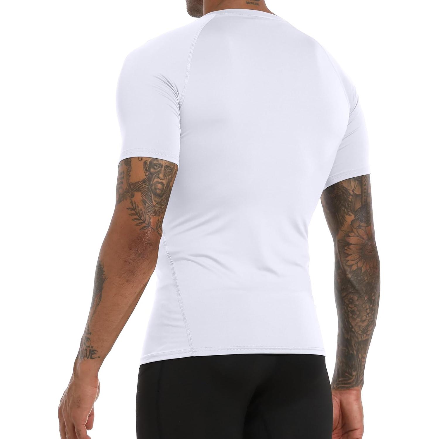 Men's Compression/Loose Fit Tee Short Sleeve  Baselayer T-Shirts Cool Dry Tops (Pack of 1 or 3)