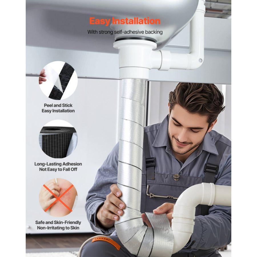 VEVOR Pipe Insulation Wrap, 14 FTx 2-inch Pipe Insulation Foam Tape, Self-Adhesive Water Pipes Insulated Foam Wrap for Winter Freeze Protection, Heat Cold Resistant for Outdoor Indoor Use VEVOR Pipe Insulation Wrap, 14 FTx 2-inch Pipe Insulation Foam Tape, Self-Adhesive Water Pipes Insulated Foam Wrap for Winter Freeze Protection, Heat Cold Resistant for Outdoor Indoor Use