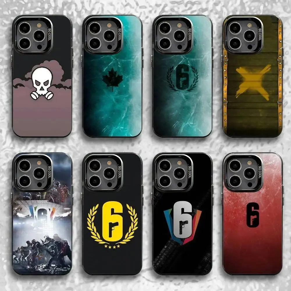 Ice R6 R-Rainbows Phone Case For iPhone 17,16,15,14,13,12,11,Pro,Max,Plus,Mini,SE Black Candy Matte Shockproof Cover