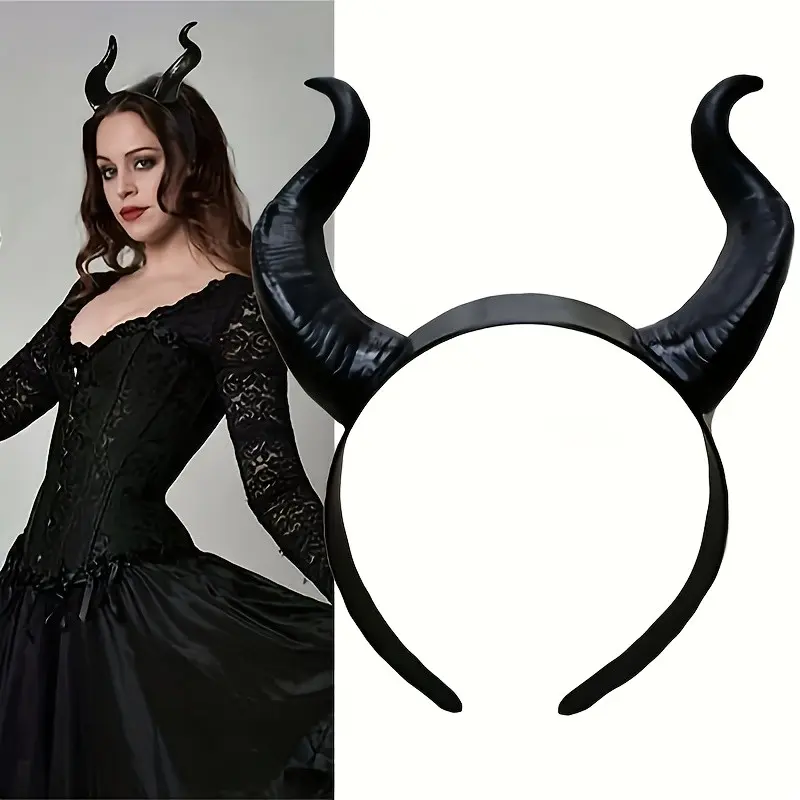 Gothic Sleeping Beauty Horn Headpiece, Maleficent Ear Headband, Halloween Spooky Party Costume Accessory, Role Play Cosplay Fashion Prop