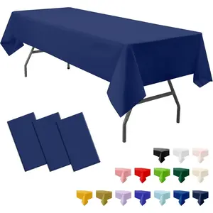 3-Pack Premium Plastic Deep Navy Blue Tablecloth Disposable 54 x 108 Inch. Rectangle Table Cover PEVA Party Marine Midnight Blue Table Cloths for Parties Birthday Wedding Picnic Banquet