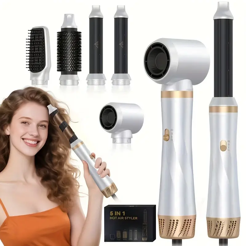 5 in 1 Hair Styler Pro, Upgrade Blow Dryer Brush, Left&Right Magic Hair Curler, 3 Wind Speed and Temperature, Multi-Styler 5 in One for Drying Curling Straightening, Airbrush Hair Styling Appliances for Women, Holiday Gift, Back to School