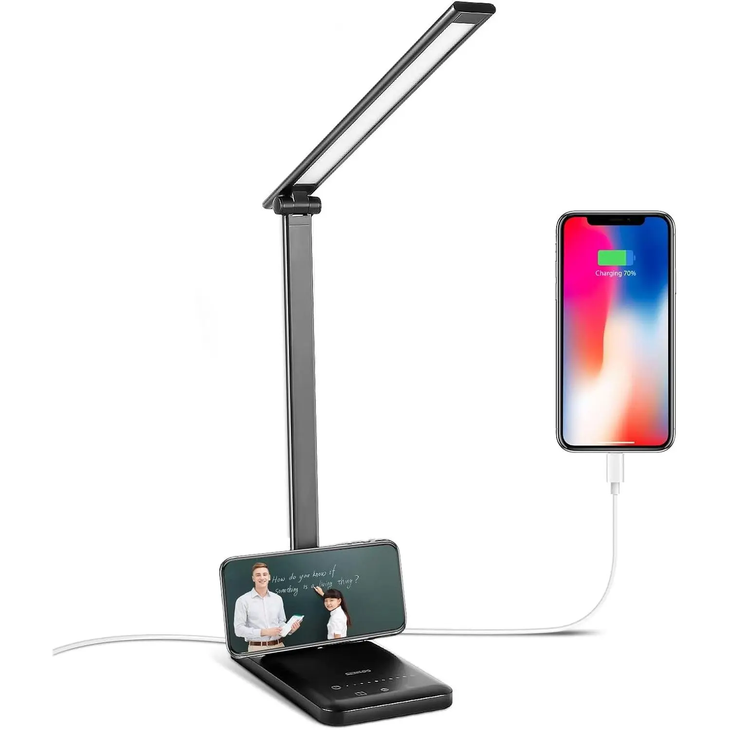 LED Desk Lamp, Eye-Caring Table Lamps with 5 Brightness Levels & 5 Lighting Modes, 45 Min Auto Timer, Touch Control and Memory Function, Dimmable Home Office Study Reading Desk Light, Black