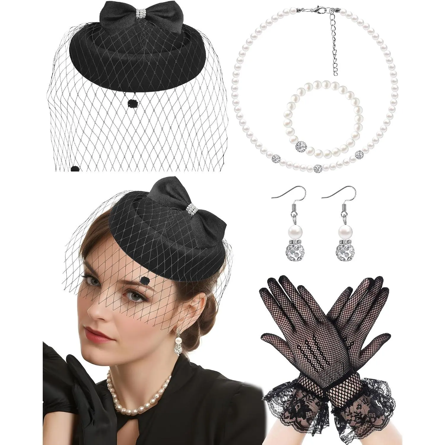 Pillbox Hat with Veil  Fascinators for Women  Party Bridal Wedding Halloween First Communion Hats
