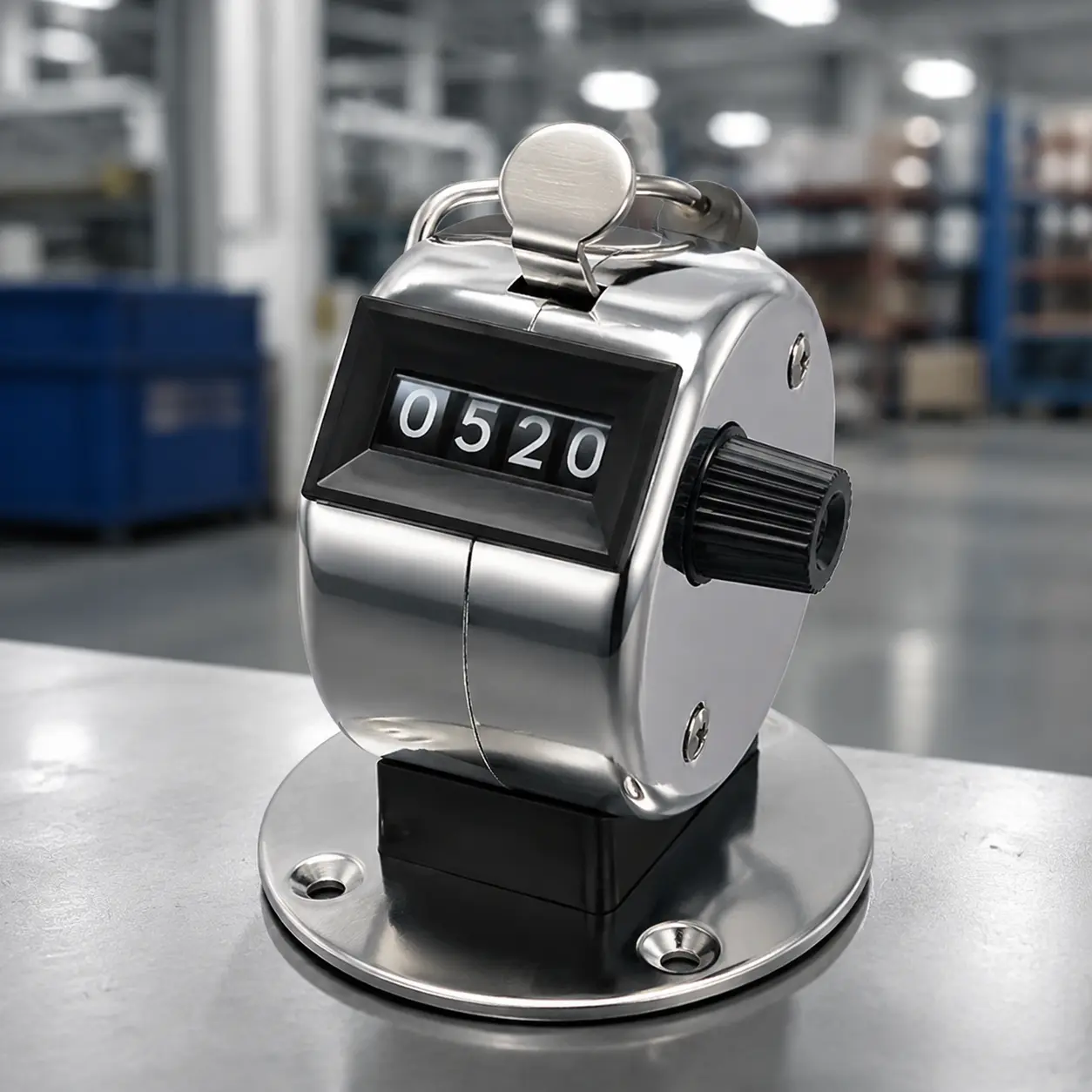 Stainless Steel Precision Mechanical Manual Counter, 0-9999 Digit Range, Durable Construction for Industrial Inventory Track, Traffic Counting Applications