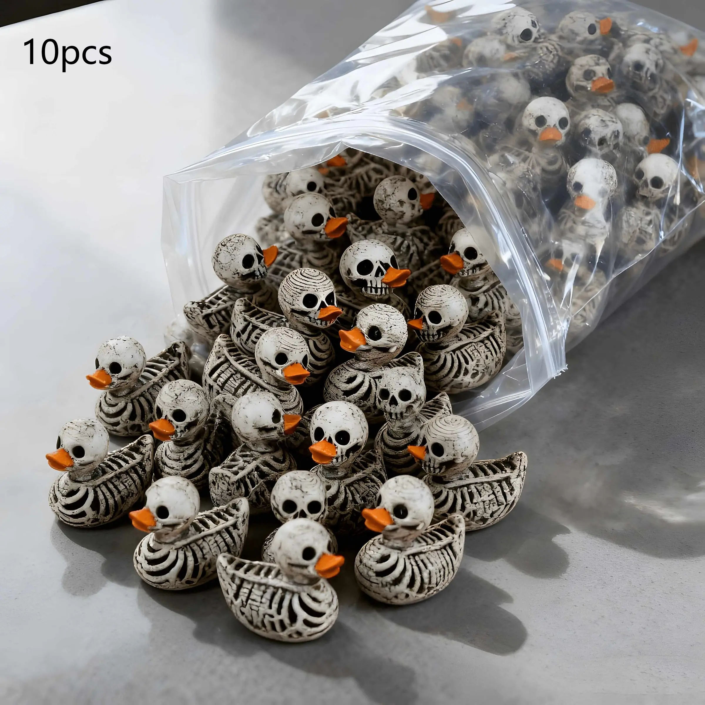 10 Gothic Cute Skull Ducks Resin Statues, Halloween Decor, Gothic Home Office Party, Compact Desktop Decoration, Dark Style Collectible Gift