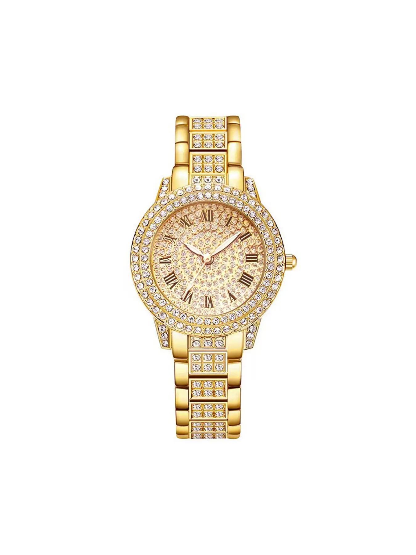 Women's Rhinestone Quartz Wristwatch, Elegant Round Diamond Dial, Alloy Strap, Rhinestone Diamond Watch, Fashionable Luxury, Perfect for Daily Wear, Holiday Gifts, Thanksgiving, Christmas, Fashionable Analog Watch